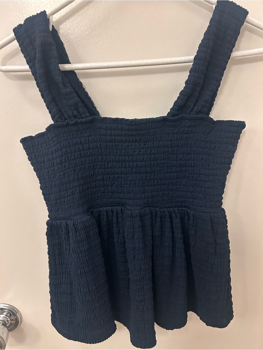 Women’s Smocked Black Tank Top - Classic Peplum Style